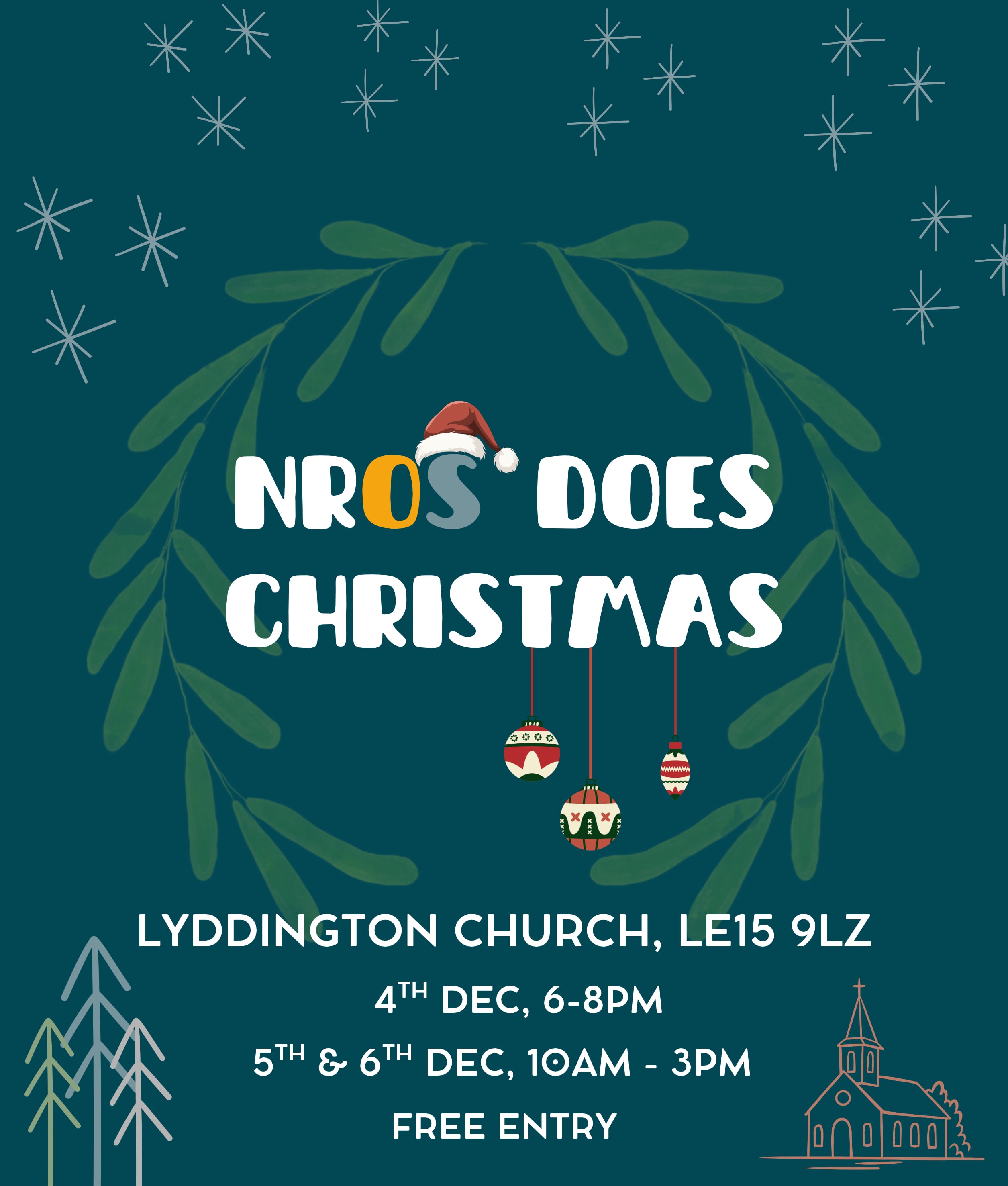 NROS Does Christmas at Lyddington Church, LE15 9LZ. 4 December, 6–8pm; 5 and 6 December, 10am–3pm. Free entry.